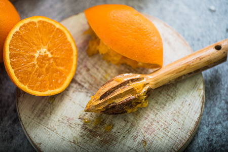 making orange juice at homeの写真素材