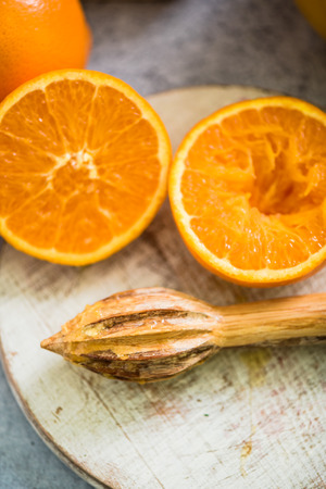 hand squeezed orange juice and ingredientsの写真素材