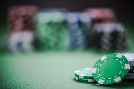 casino chips, selective focus with copy spaceの写真素材