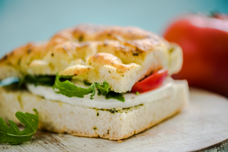 healthy fresh sandwich on wooden boardの写真素材