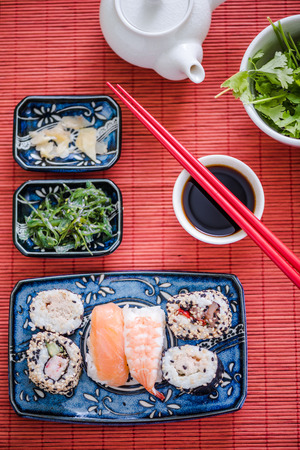japanese cousine meal, overhead viewの写真素材