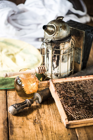 Beekeeping, tools and equipment. Agriculture and farming industryの写真素材