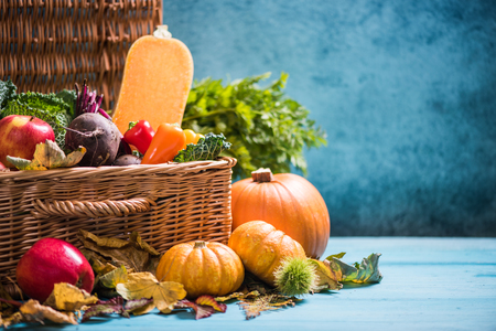 Fall harvest time, vibrant autumnal colors with copy spaceの写真素材