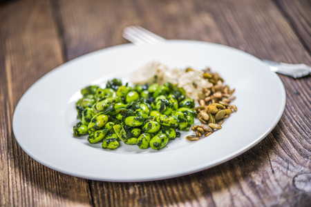Clean eating concept, fresh salad with seeds