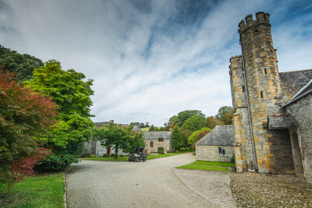Buckland Abbey gardens at autumn in Devon,UK. British heritage site.のeditorial素材