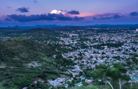 Aerial view on city of Holguin in Cuba at dusk.の写真素材