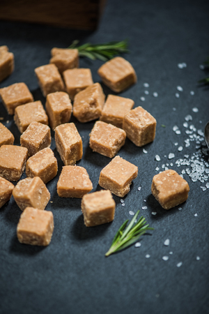 all butter fudge on dark slate, traditional sweetの写真素材