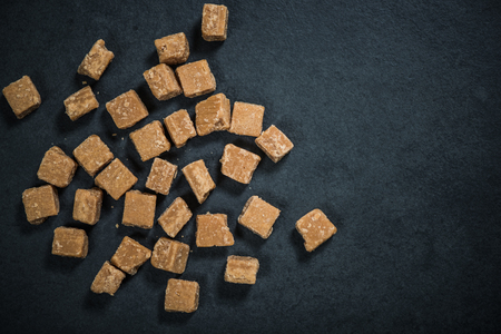 all butter fudge on dark slate, traditional sweetの写真素材