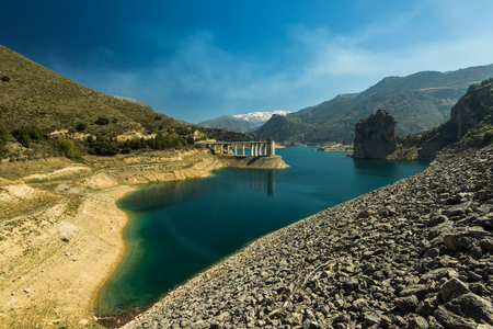 Panoramic vista over Embalse de Canales in Granada, Spainの写真素材