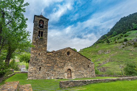 Old church in Andorra, dry stone facade.の写真素材