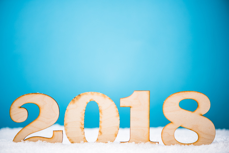 New Year 2018 background with snow and copy spaceの写真素材