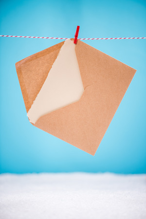 Letter to Santa Claus hanging on line.の写真素材