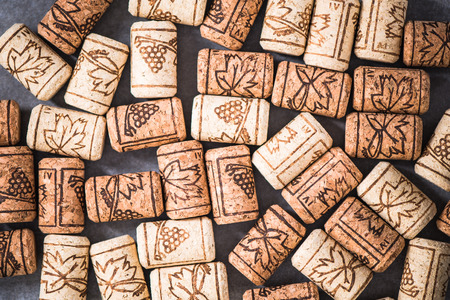 Wine corks background overhead.の写真素材