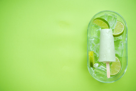 Healthy snack, avocado ice lollyの写真素材