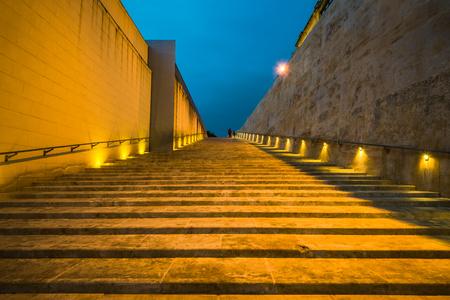 Modern architecture steps in Valletta,Malta at sunset.のeditorial素材