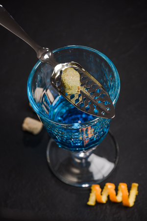 Drinking Absinthe with special spoon.の写真素材