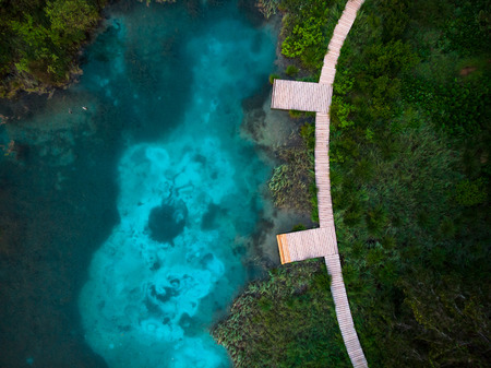 Beautiful colors of lake in Zeleci,Slovenia.Drone aerial view.の写真素材