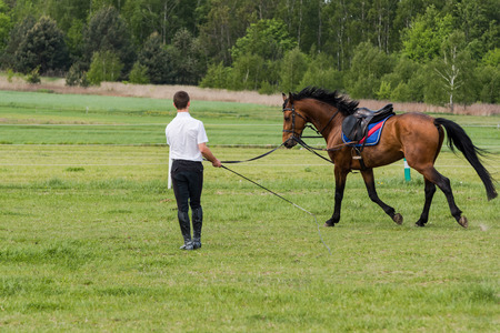 Jockey train race horse outdoor.の写真素材