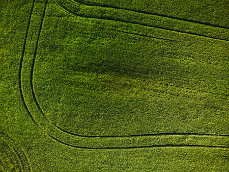 Top down aerial view of farm fields.