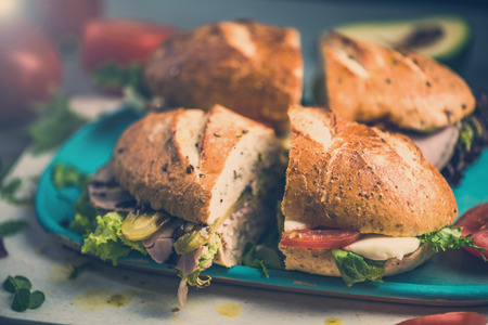 Homemade sandwich with fresh ingredientsの写真素材