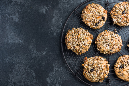 Homemade healthy diet cookies with seed and nuts.の写真素材