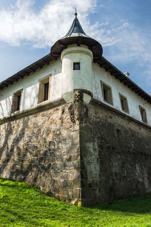 NOWY WISNICZ, POLAND - APRIL 25, 2019: Renaissance and Baroque Castle in Nowy Wisnicz, near Tarnow, in spring scenery,Poland.のeditorial素材