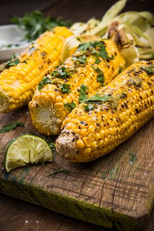 Grilled BBQ Corn, American Picnic Food.の写真素材