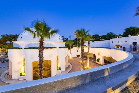 Kalithea Springs Therme at Evening, Architecture Exterior, Greece.の写真素材