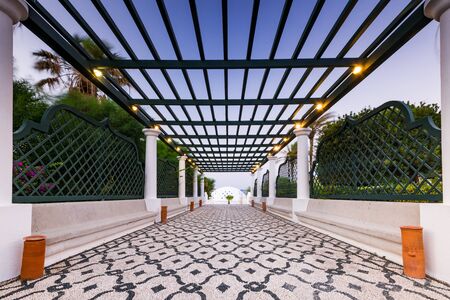 Entrance to Kalithea Therme Springs in Rhodes,Greece at Evening.の写真素材
