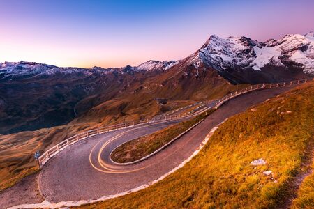 Light Motion Trials on Curvy Serpentine Road in High Mountains.