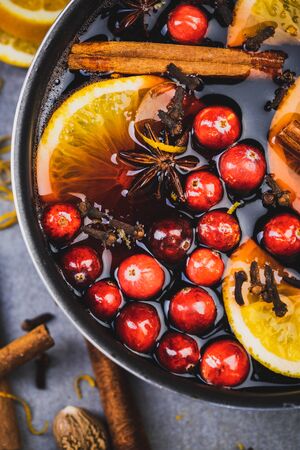 Mulled Wine Close Up View on Ingredients.の写真素材
