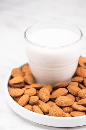 Almond Milk. Alternative Non Dairy Oraganic Milk. Plant Based Food.の写真素材