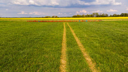 Apiary in Countryside. Natural Honey Production in Meadow.の写真素材