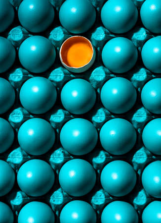 Blue PAstel Eggs Background. Creative Abstract Image with Harsh Flash Light .