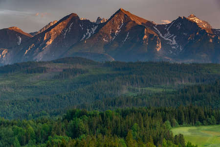 Sunset at High Tatra Mountains in Poland.