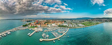 Aerial Panorama of Koper or Capodistria Harbor,  City and Port  on Adriatic Coast in Slovenia.の写真素材