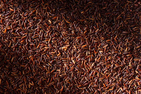 Uncooked Brown Rice Grain Background. Top Down View.の写真素材