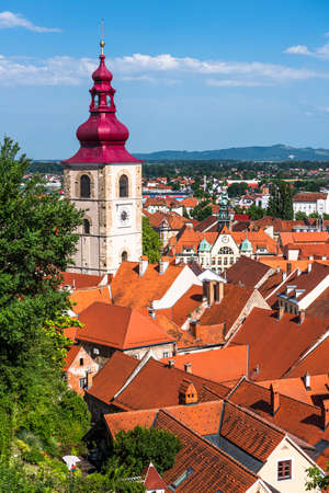 Cityscape of Ptuj Town and River Drava, Slovenia. Summer Travel Destination in Europe.のeditorial素材