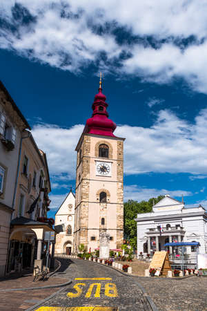 Old Town Street in Ptuj Slovenia at Summer Day.のeditorial素材