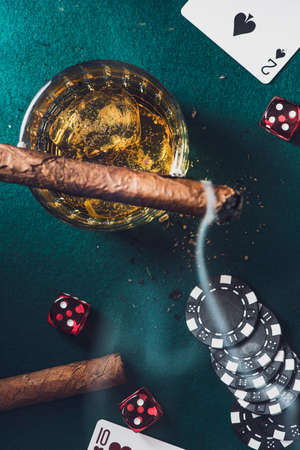 Poker and Roulette Gambling and Betting Problem.の写真素材