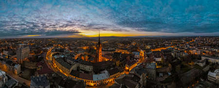 Tarnow Town in Poland. Skyline Panoramic Drone View at Sunrise..のeditorial素材