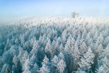 Lookout Tower at Slotwiny, Krynica, Poland in Winter Scenery.