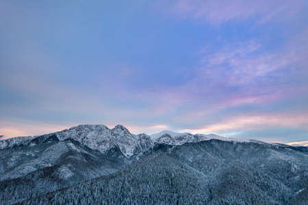 Mount Giewont at Winter in Tatra Park, Zakopane, Poland.の写真素材