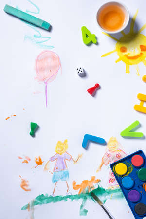 Kids Funny Background with Drawings.の写真素材