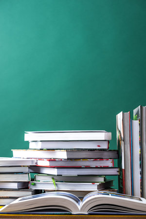 Learning and studying, pile of books , conceptual background.の写真素材