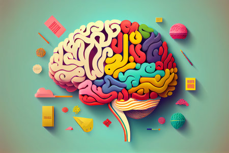 Human brain conceptual illustration, generative AI.の素材