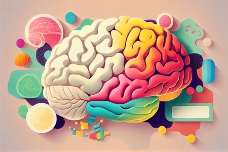 Human brain conceptual illustration, representing science, knowlege and intelligence. Generative Aiの素材