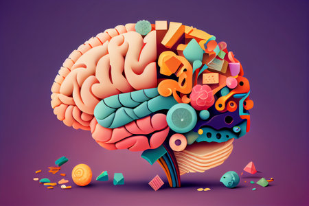 Human brain conceptual illustration, representing science, knowlege and intelligence. Generative Aiの素材