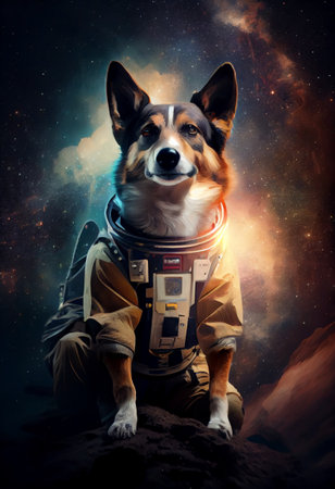 Paws in the Cosmos: A Dog's Journey Through Space. Generative AIの素材