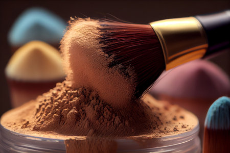 Makeup blush brush. Close up view. Generative AIの素材